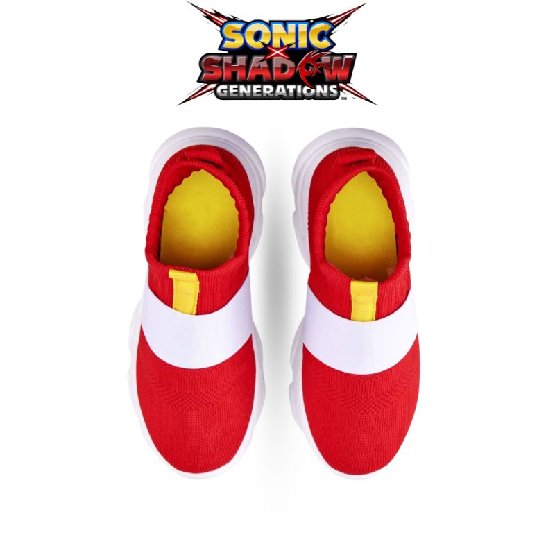 Bold red and white Sonic sneakers designed for ultimate comfort and speed, perfect for fans of the iconic character.