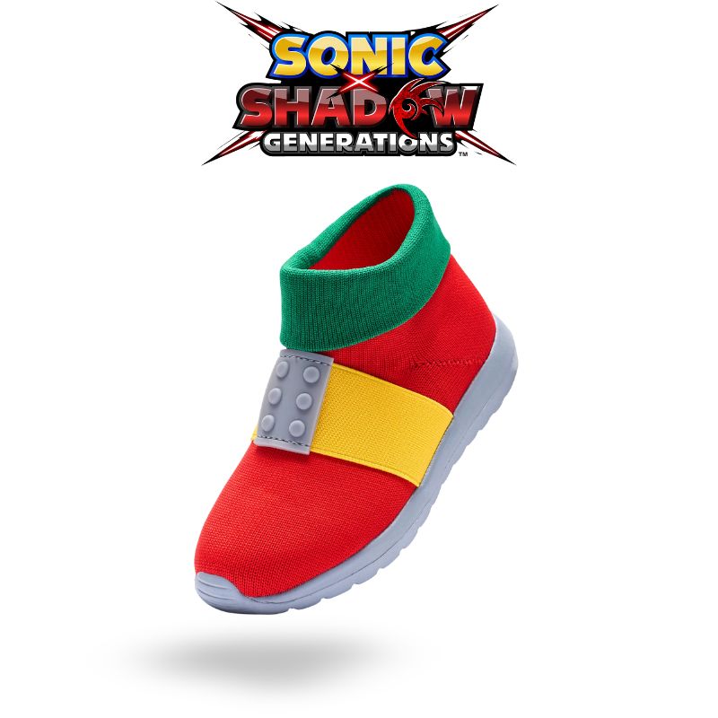 Powerful, rugged sneakers styled after Knuckles – perfect for strength and stability.