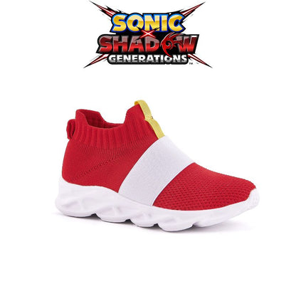 Close-up of Sonic Sneakers showing bold colors and ergonomic sole for maximum comfort and style.