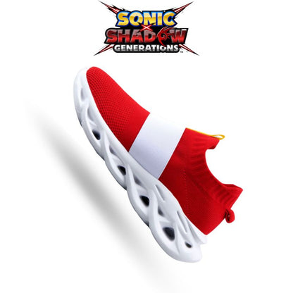 Lifestyle shot of Sonic sneakers on kids, perfect for Sonic fans and active wear.


